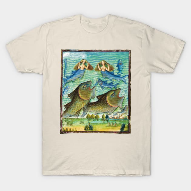 Weird medieval illustration of apocalyptic flood with mermaids T-Shirt by starwilliams